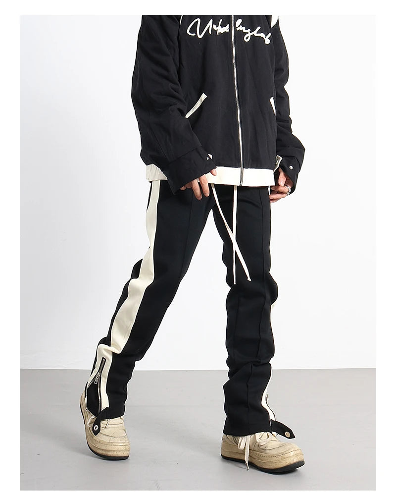 hip hop loose fit elastic waist pants fashion streetwear pants men casual loose bottom zipper drewstring sportwear pants joggers unique joggers style 2146