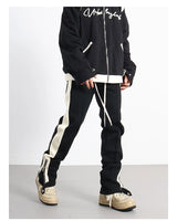 hip hop loose fit elastic waist pants fashion streetwear pants men casual loose bottom zipper drewstring sportwear pants joggers unique joggers style 2146
