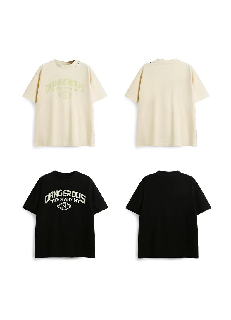 Harajuku Aesthetic piece – Japanese Loose Turtleneck Mens Printed Short Sleeved T Shirt