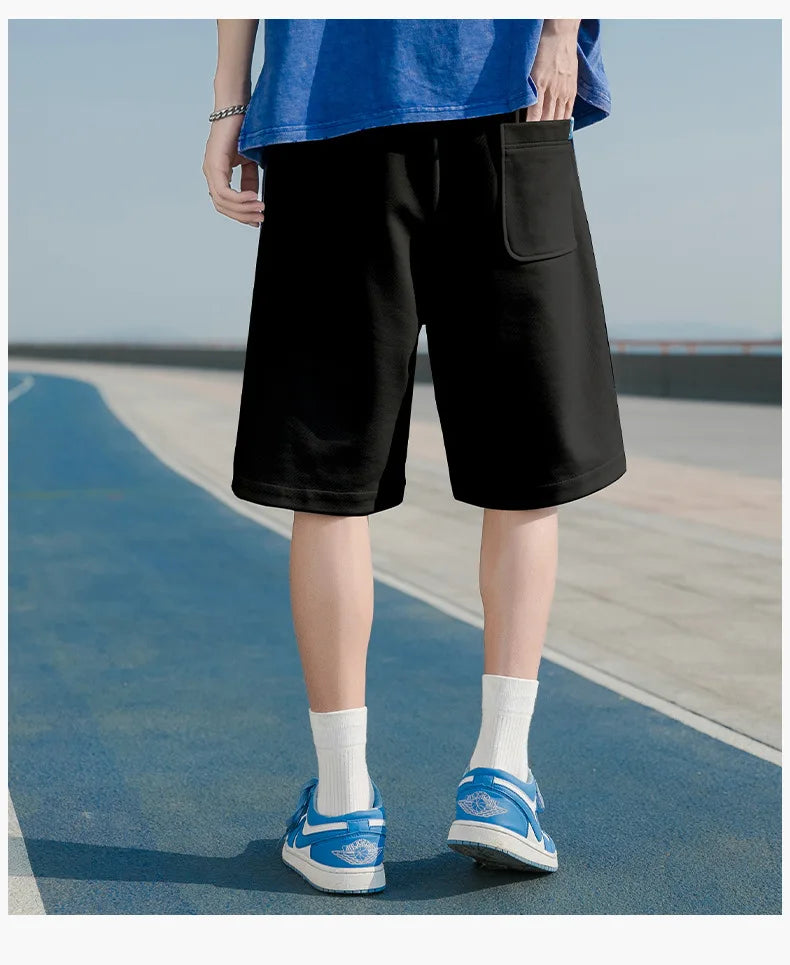 2023 summer new light luxury fashion casual beach pants men straight shorts loose pants boutique clothing simple style unique shorts style 4097