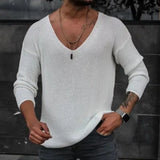 Trapwear Oversized shirt – Men 2024 Spring V Neck Rib Bottoming T Shirts Pullover Autum