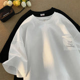 Gothic Oversized shirt – Korean Style Solid Color Short Sleeved Men Summer Japanese S