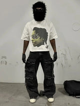 manga glitch panel shirt with fire blur and neon stroke