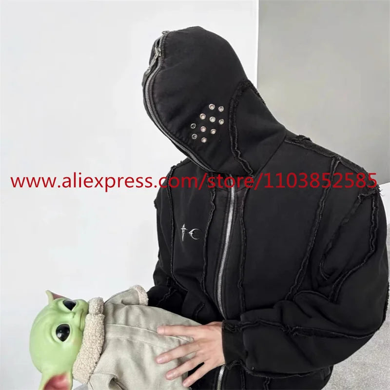 2024 Autumn Winter Vintage Heavy Weight Washed Hooded Long Sleeved Swe