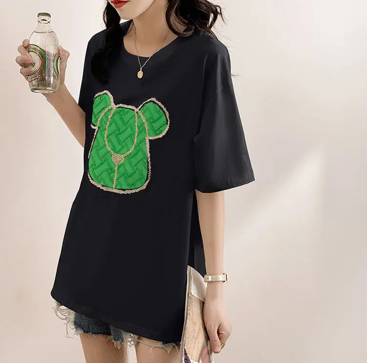 Gothic Aesthetic print tee – New Luxury Sweet Girl Giraffe Diamonds Crystals T Shirts Kor