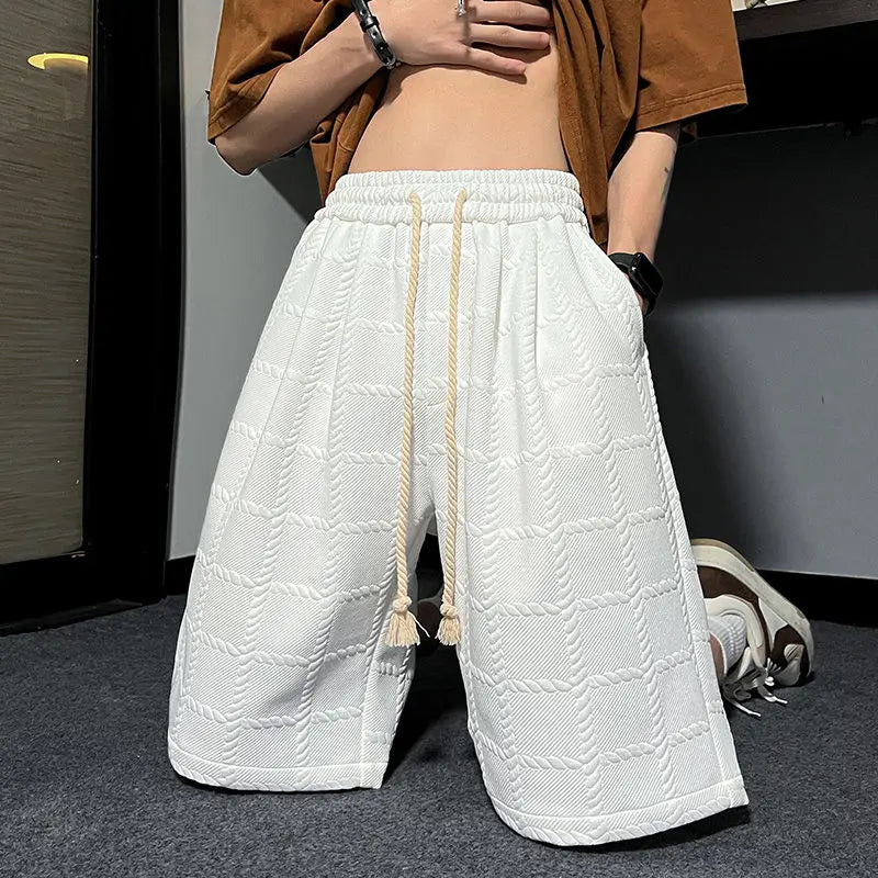 korean style niche casual shorts men summer workwear five point pants design trendy brand loose couple style retro sports pants drawstring street shorts