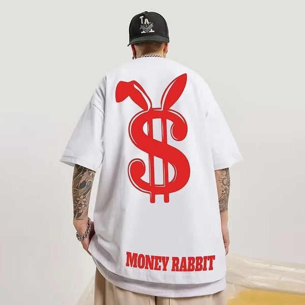 Harajuku Crying character – Money Rabbit Funny Graphic Printed T Shirt For Men Oversized