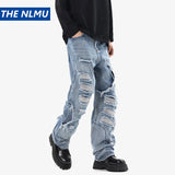 2024 ripped jeans high street straight trousers destroyed hole baggy denim pants vintage retro hip hop urban skinny jeans