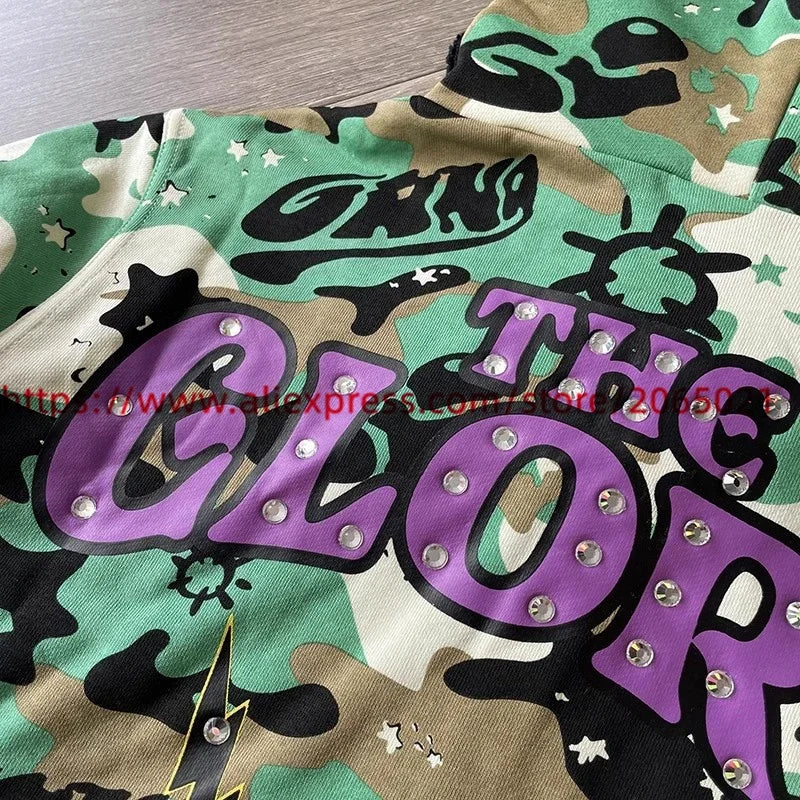 Towel Embroidered Cartoon Camouflage Glo Gang The Glory Full Zip Hoodi