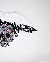 Grunge Vintage t-shirt – American Quirky Gothic Skull Bone Print Oversized T Shirt Wo