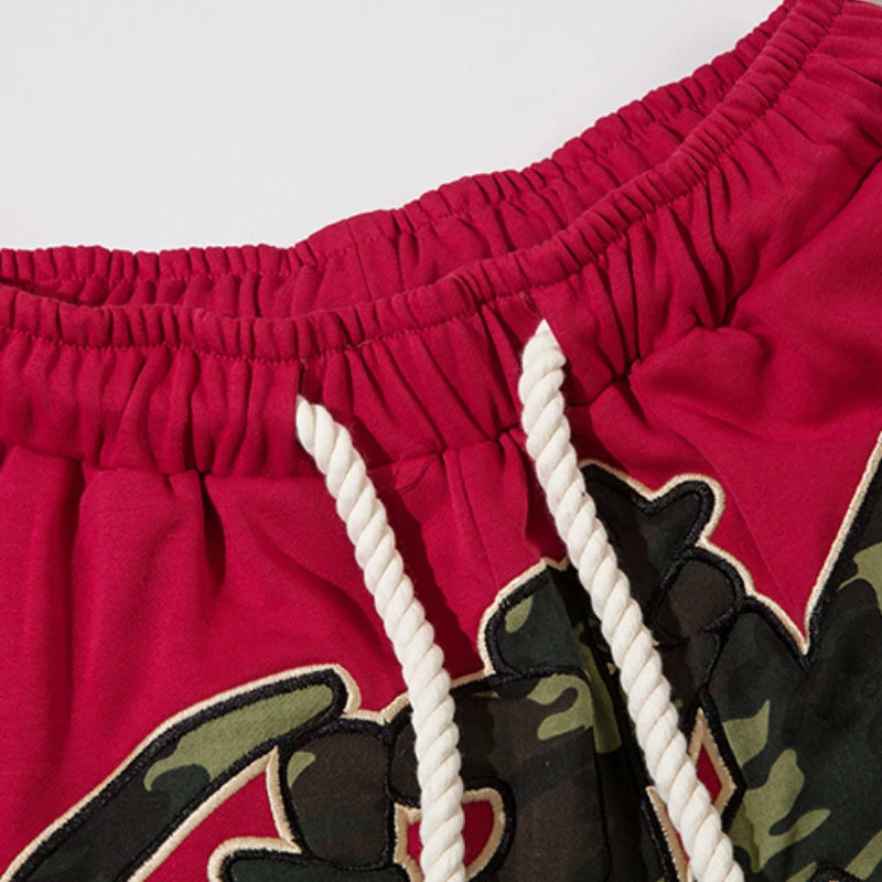 hip hop loose shorts elastic waist pants fashion letter embroidery shorts men casual drawstring streetwear sportswear gym shorts drawstring street shorts