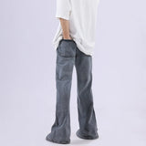 rainbowtouches mens washed jeans vintage high street gradient fashion trends zipper jeans loose straight long pant casual pants unique jeans style 3509