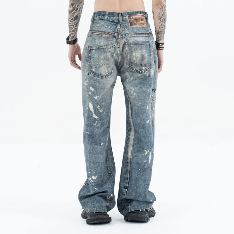 Graffiti splash ink paint baggy jeans