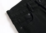fashion ripped patchwork jeans men harajuku streetwear hip hop black jeans trend slim denim pants unique jeans style 343