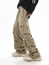 fashion cargo pants adjustable belts waist with side pockets joggers streetwear pant unisex casual loose straight baggy trousers unique joggers style 368