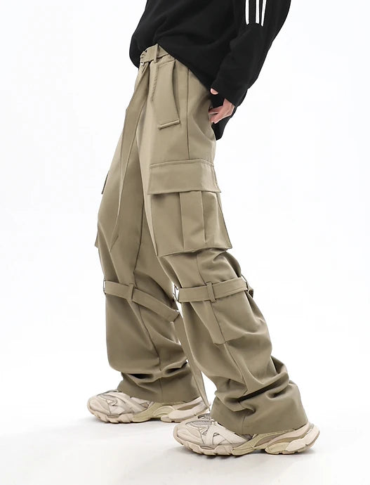fashion cargo pants adjustable belts waist with side pockets joggers streetwear pant unisex casual loose straight baggy trousers unique joggers style 368