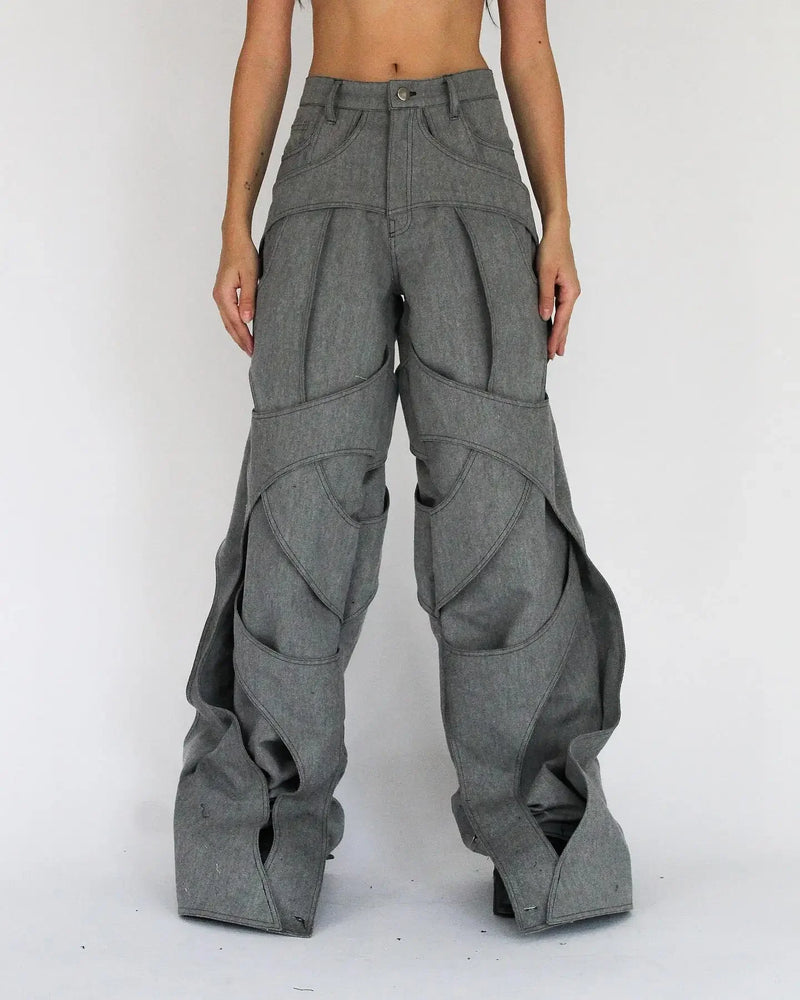 jeans for mens solid color retro work jeans y2k clothes men and women casual floor mopping pants hollow design cotton loose unique jeans style 2620