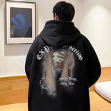 New Goth Graphic Printed Hooded Sweatshirts For Men Y2K Vintage Street