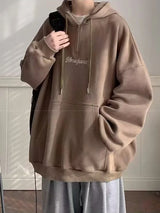 Autumn Letter Printed Half Zipper Hoodies For Men Y2K Streetwear Loose Hooded Sweatshirts New Vintage Fashion Pullover Hoody