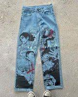 harajuku sunny sexy girl anime print baggy jeans new style wide leg trouser y2k popular streetwear men women high waist pants unique jeans style 5466