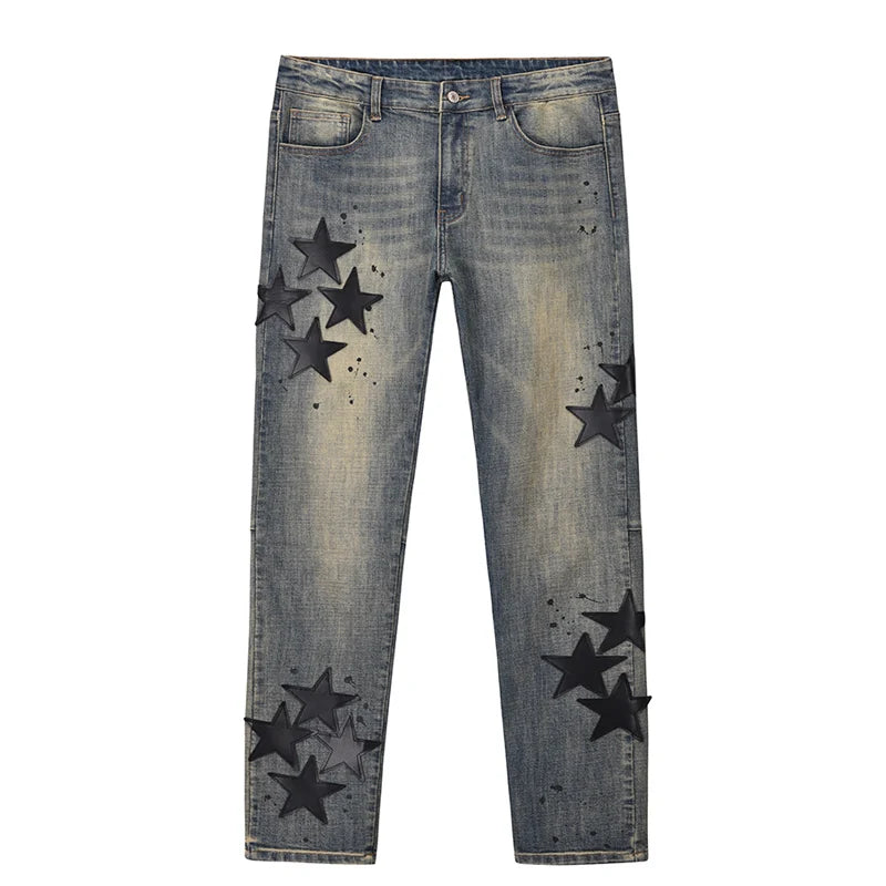 star appliques denim jeans skinny trousers slim fit men new casual biker jeans fashion streetwear hip hop trousers pants joggers unique joggers style 3545