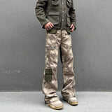 vintage camouflage denim jean street wear functioncan patches casual jeans pants mens baggy straight leg camou jeans overalls unique jeans style 2999