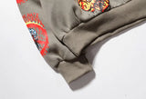 Punk Hoodie Men Streetwear Hip Hop Skull Skeleton Print Gothic Fleece
