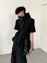 summer sleeveless set men women multi pocket hooded vest jogging cargo pant spring loose casual zipper two piece suit street unique cargo style 442