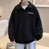 2025 Autumn Japanese Polo Sweatshirts Men Casual Waffle Turn-down Collar Sweatshirt High Street Long Sleeve Tops New in Hoodie