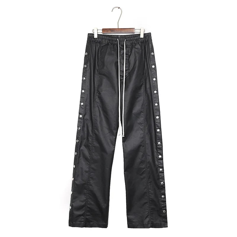 new men 2023 rick waxed workwear breasted rivet sides cargo comfortable cotton parkour sweat casual pants sweatpants tag 721 urban active pants