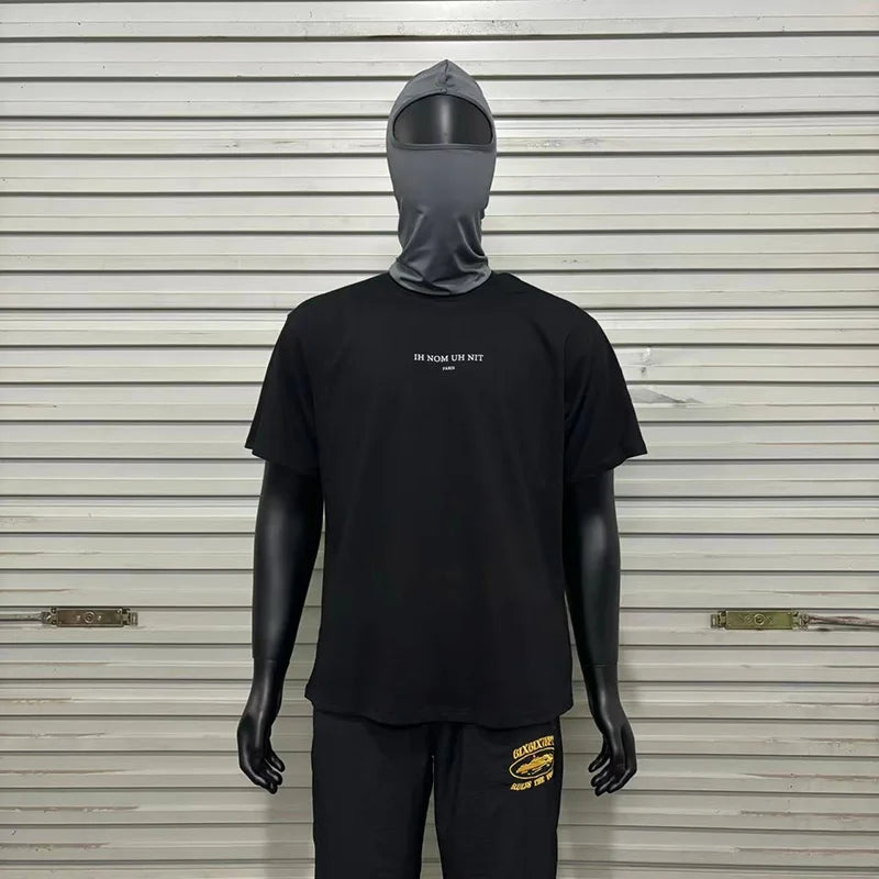 Glitchcore Fashion – High Quality Ih Nom Uh Nit T Shirt Masked Men Letter Printin – Urban Streetwear for Men & Women