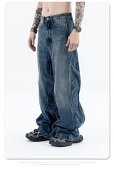 2024 autumn and winter new wave pants wash do old outline jeans unique jeans style 6268