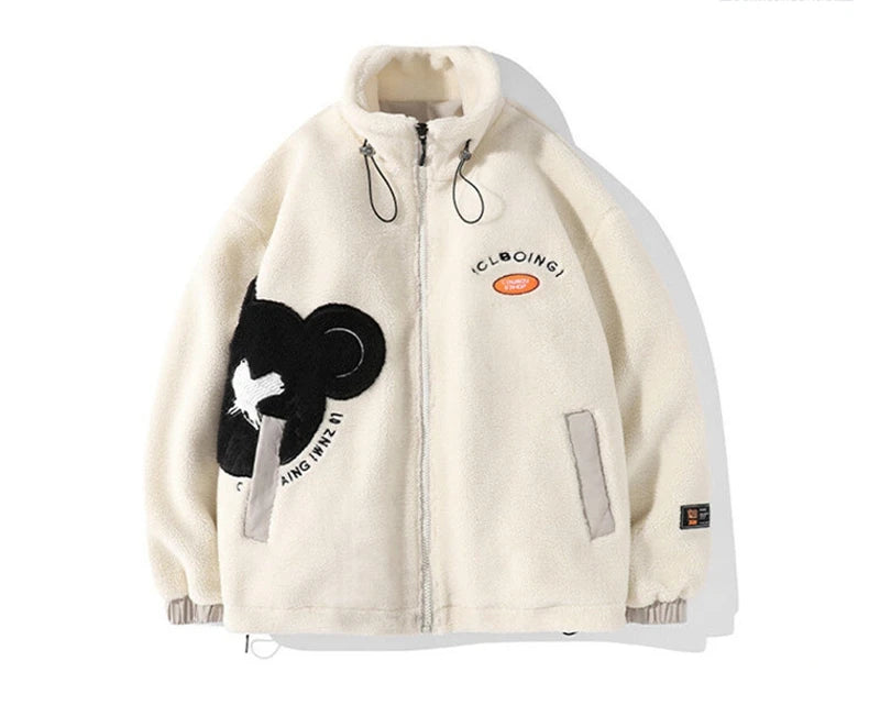 rainbowtouches mens jackets high street fashion cashmere coat autumn and winter loose printing plush for warmth unisex black  - variant style a34673 for streetwear fashion