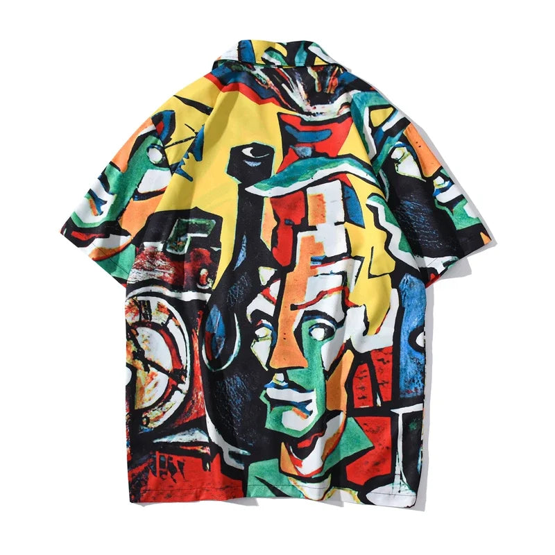 Dark Icon Graffit Hawaiian Shirt Men Vintage Street Men's Shirts Summer Beach Holiday Male Shirt Blouse