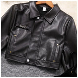 Retro hot girl camisole irregular big swing skirt short leather jacket coffee color set two piece sets womens outifits dress
