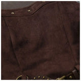 Retro hot girl camisole irregular big swing skirt short leather jacket coffee color set two piece sets womens outifits dress