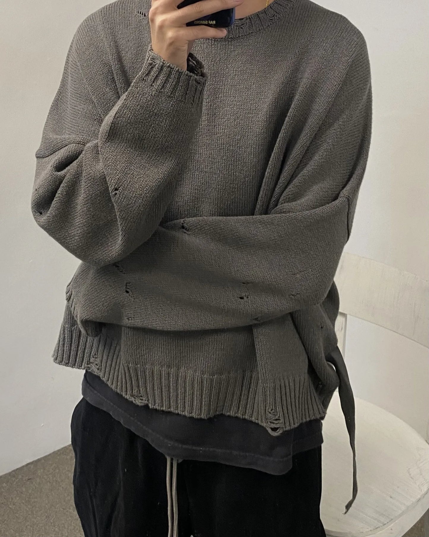 new 2023 men luxury under my car holes gentleman classic cotton knit casual sweaters pullover asian size high drake 49 - Y2K grunge street style, graphic printed hoodie for men and women, vintage look oversized hoodie