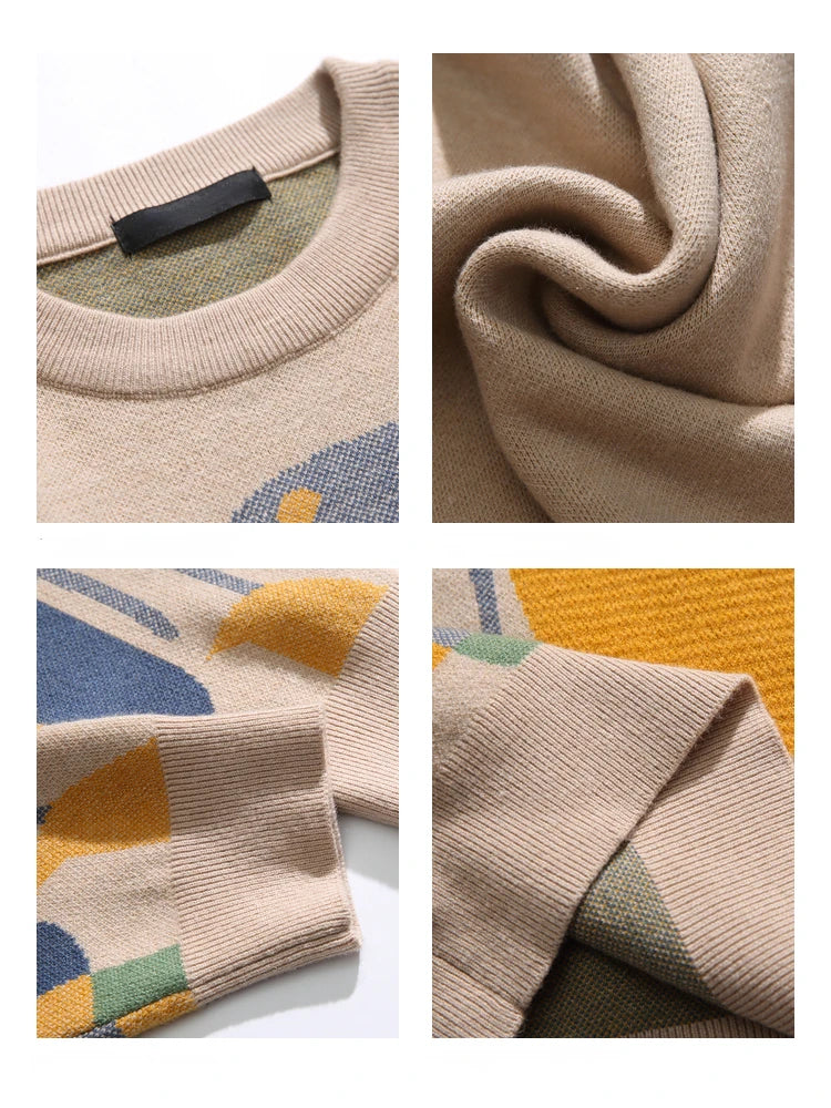 fashion knitted sweater mens autumn winter o neck birds pattern pullover streetwear unisex casual loose sweaters jumper knitwear - soft fleece-lined outerwear, 2025 streetwear drop, graphic printed hoodie for men and women