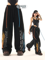 high street hiphop black wide leg waist pants women spring american loose straight casual y2k pants streetwear women sweatpants unique joggers style 2557