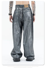 Autumn/winter 2024 loose wash jeans with silver coating