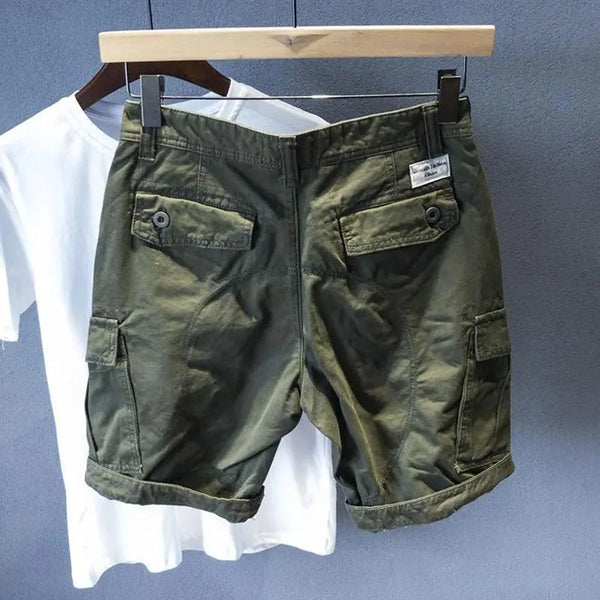 multi pocket cargo shorts mens casual all match loose feet summer ins trend five point pants straight denim pants streetwear military streetwear pants
