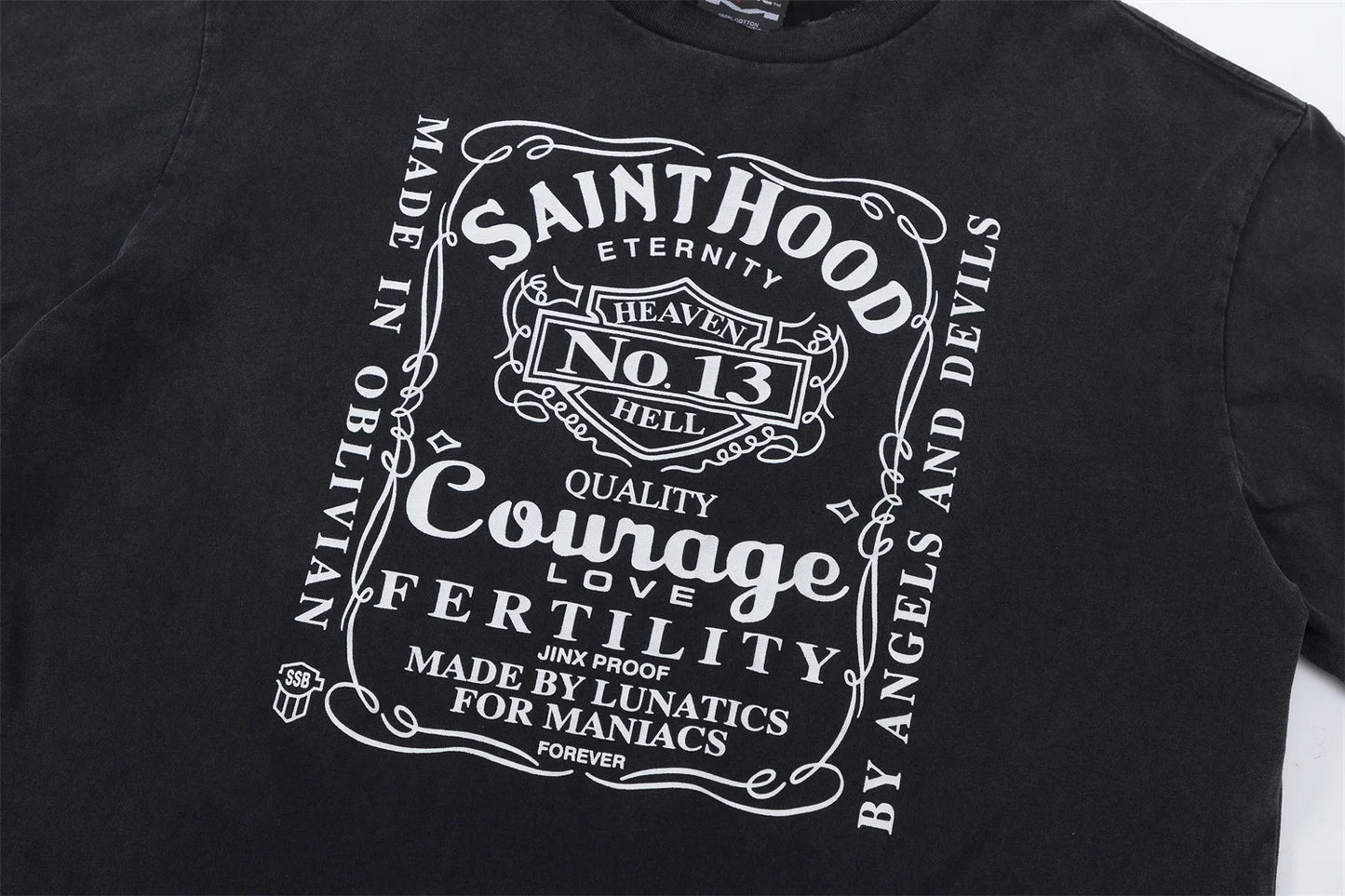Vintage Retro Washed Distressed High-Street Printing T-Shirt Tops