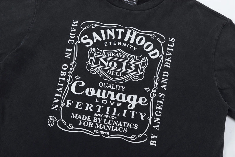 Vintage Retro Washed Distressed High-Street Printing T-Shirt Tops