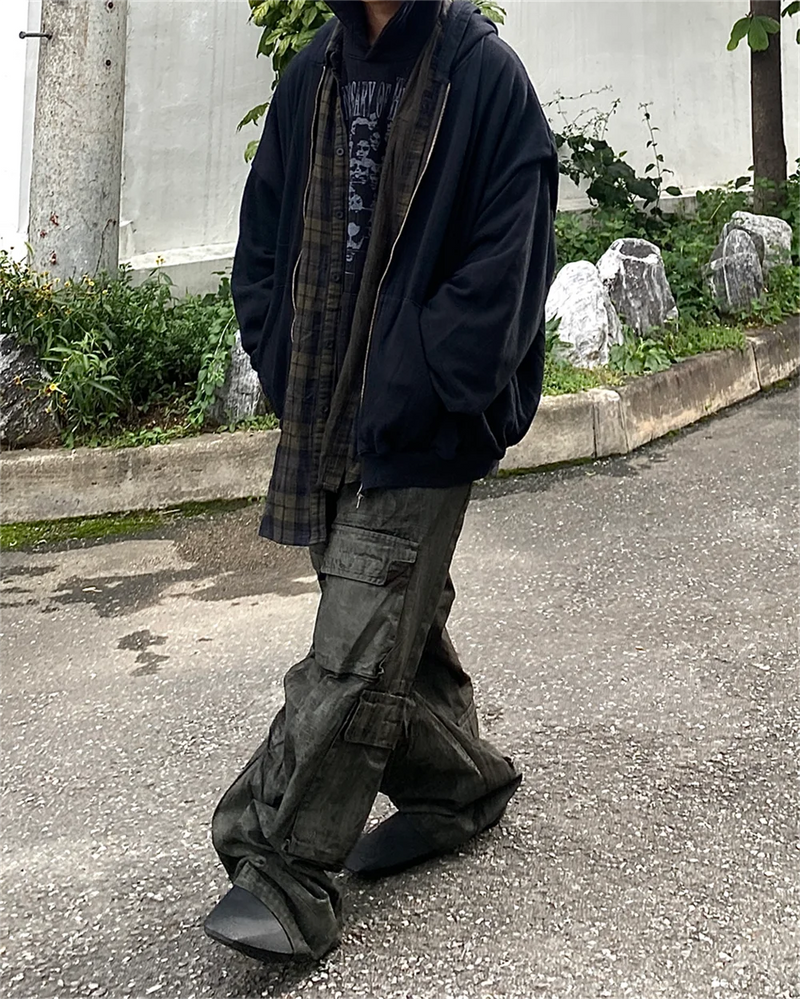 vaporwave melting smiley featuring undermycar 2024 new high quality shirt plaid cover with layered zipper open up hoodie black