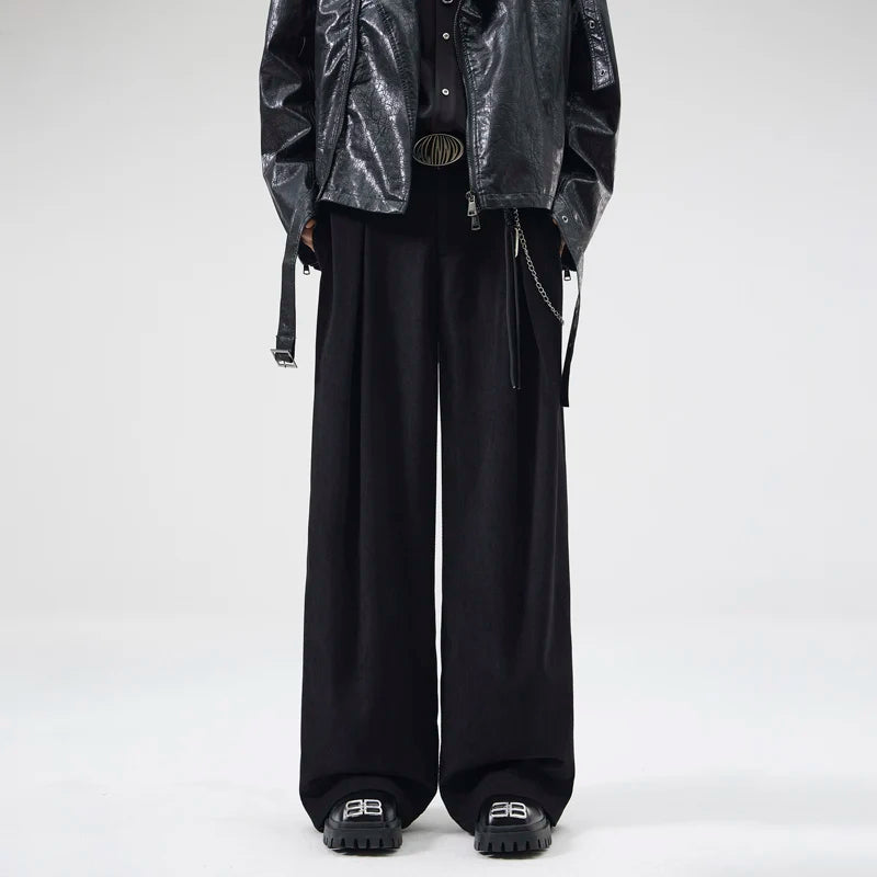 wide leg casual suit pants men japanese korean streetwear fashion loose cleanfit suit baggy pants cityboy long trousers unique default style 2157