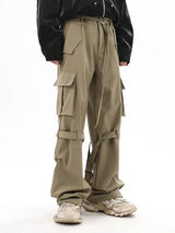fashion cargo pants adjustable belts waist with side pockets joggers streetwear pant unisex casual loose straight baggy trousers unique joggers style 367