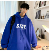 New In Letter Stay Print Sweatshirts Men Casual Vintage Fleece Pullover