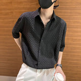 2023 Summer New Light Luxury Fashion Korean Shirt Men Short-sleeved Casual All-match Shirt Boutique Clothing Simple Style