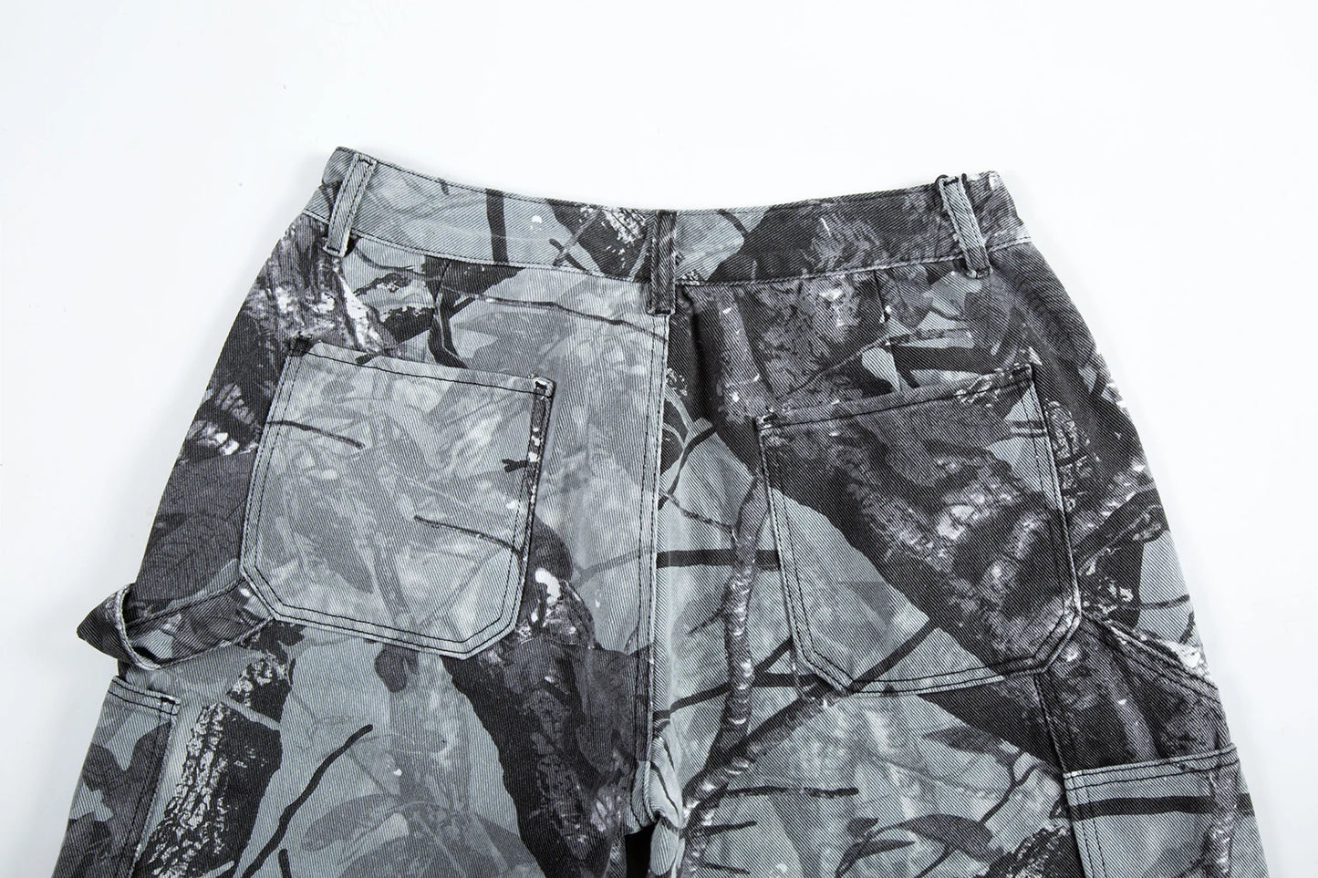 full branches trees camouflage cargo shorts for men and women straight patchwork baggy summer knee length pants oversized unique cargo style 4569