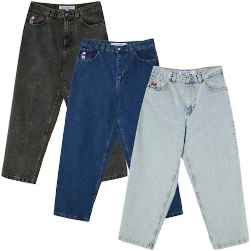 y2k polar skate big boy jeans gothic straight vintage skateboard wide leg denim pants embroidery blue loose jeans men clothing unique jeans style 3840